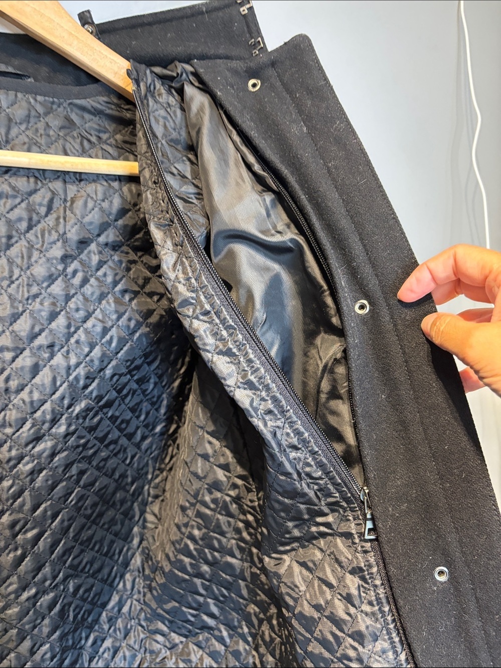 Zara Black Wool Blend Duffle Coat with Removable Hood - Picture 8 of 11